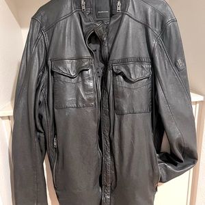 Mens - Mauritius Leather Shirt Jacket. Hundred percent leather vegetable tan.
